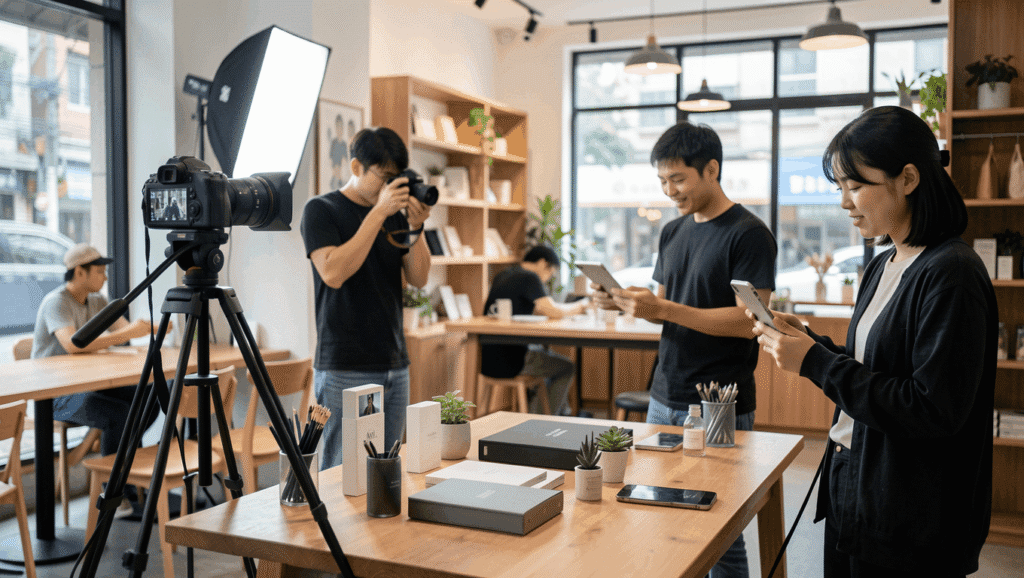 Miura Team is shooting affiliate product at customer store