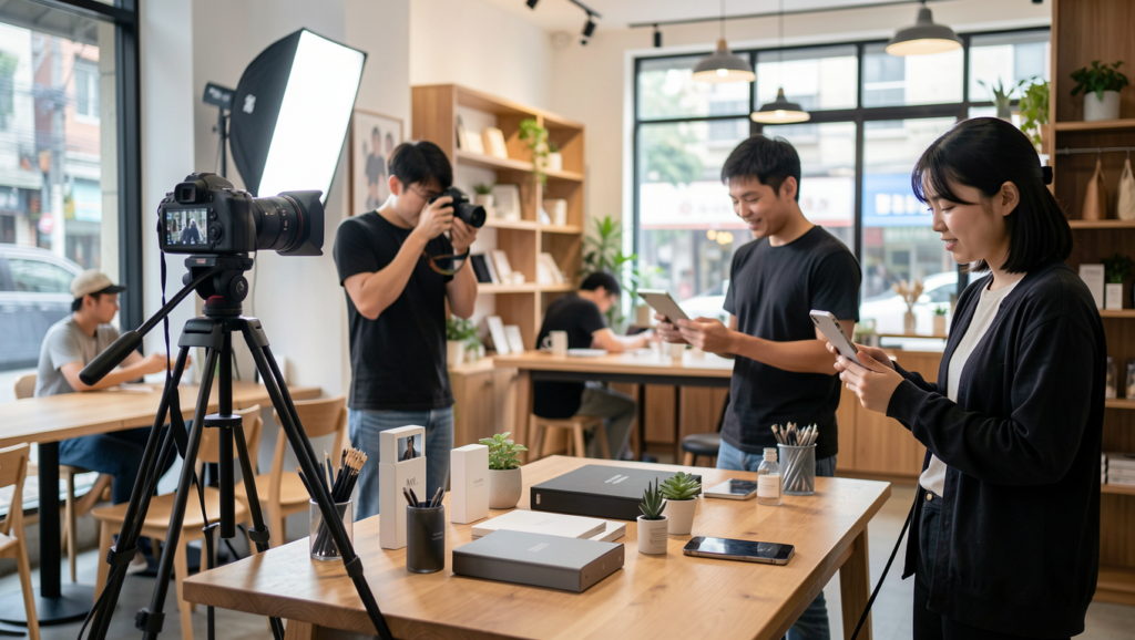 Miura Team is shooting affiliate product at customer store