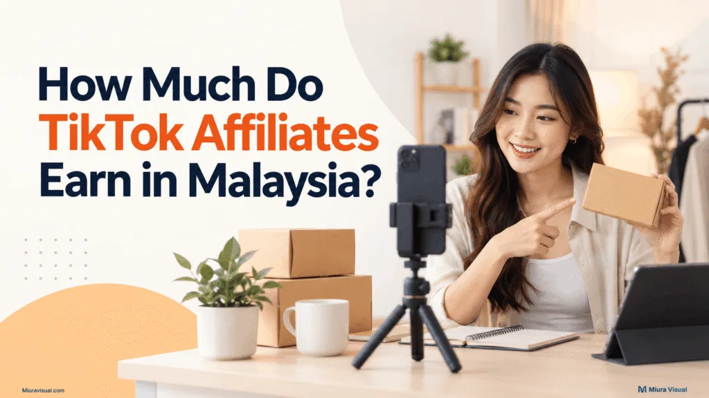 TikTok affiliate earnings in Malaysia with creator income, commission and order calculation visuals