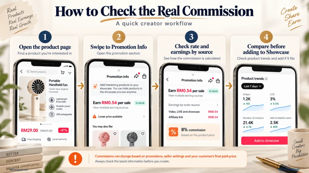 How Does TikTok Affiliate Commission Work in Malaysia? 7 Steps to check TikTok Affiliate commission rate and earnings in Promotion Info