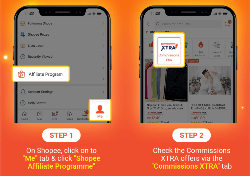 How to find Shopee Commission Xtra Product Screenshot