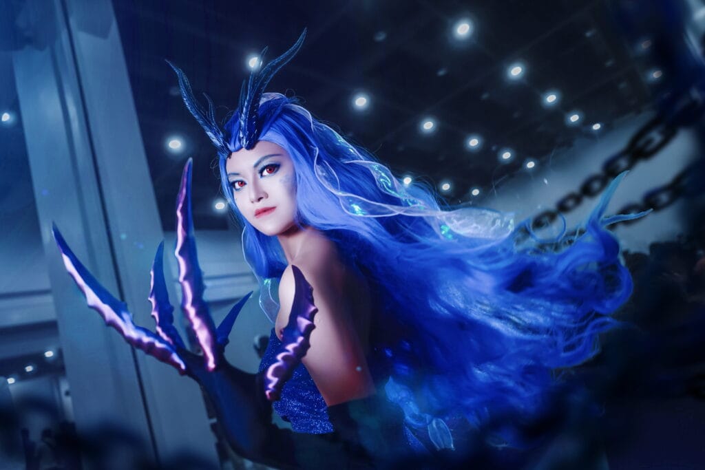 Nezha cosplay portrait with fantasy visual effects