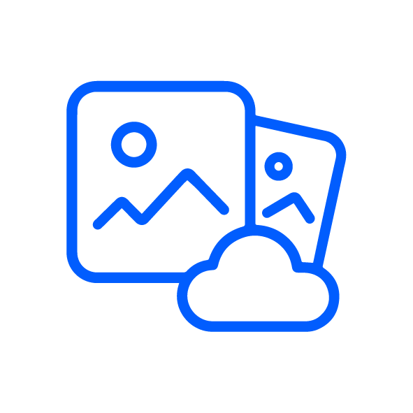 Cloud photo delivery icon for receiving edited cosplay photos