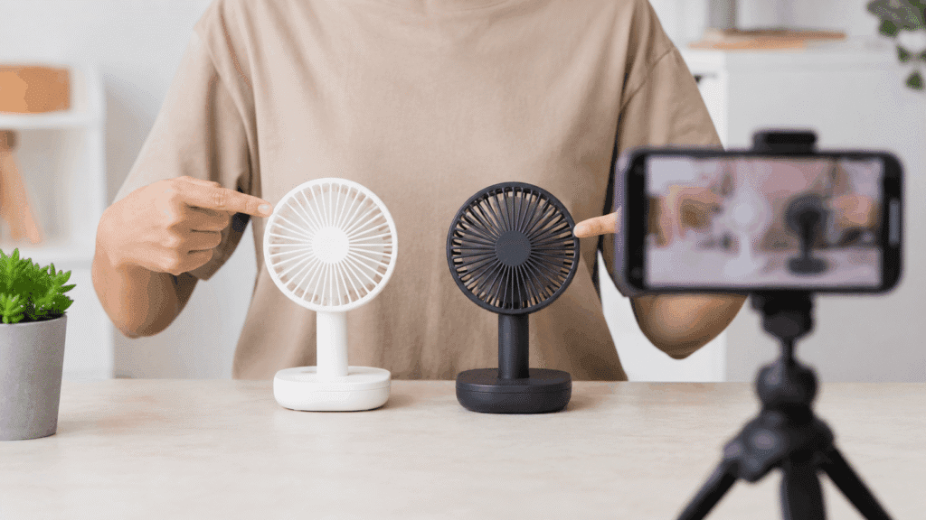 Two products compared side by side while being recorded for faceless Shopee Affiliate comparison content.