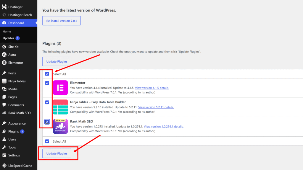 Select WordPress Plugins to Update | Miura Visual