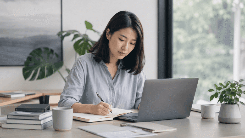 Brand Visibility Malaysia | Affiliate & Referral Content 12 Content professional planning long-term articles and searchable resources at a laptop