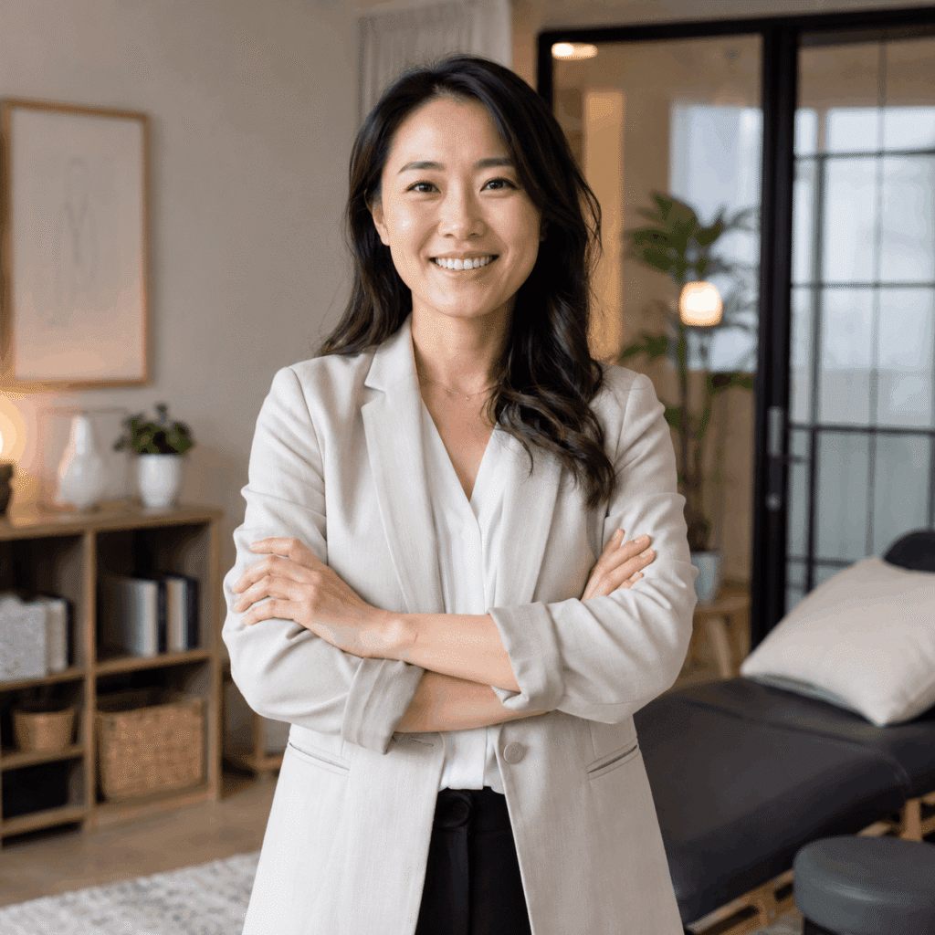 Landing Page Design Malaysia for Businesses | Miura Visual 43 Professional service provider smiling in a modern consultation and appointment room