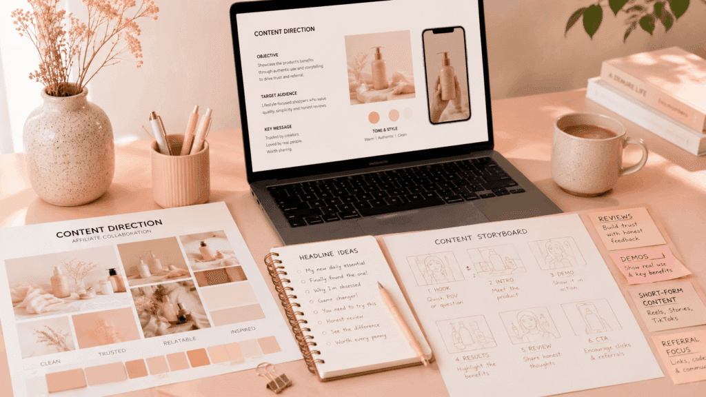 Affiliate & Referral Content Service Malaysia | Miura Visual 37 Affiliate content planning with moodboard, storyboard, headline ideas and referral content direction