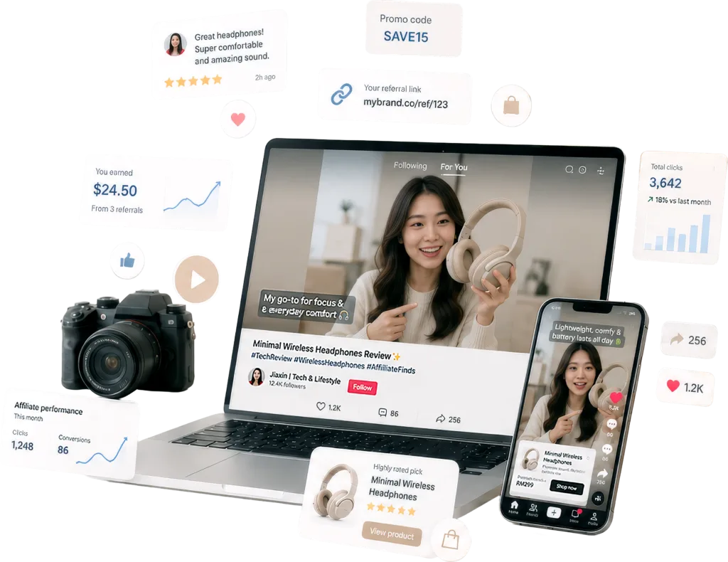 Miura Visual Portfolio | Digital, Visual & Brand Work 1 affiliate referral content hero background mobile tablet | Miura Visual