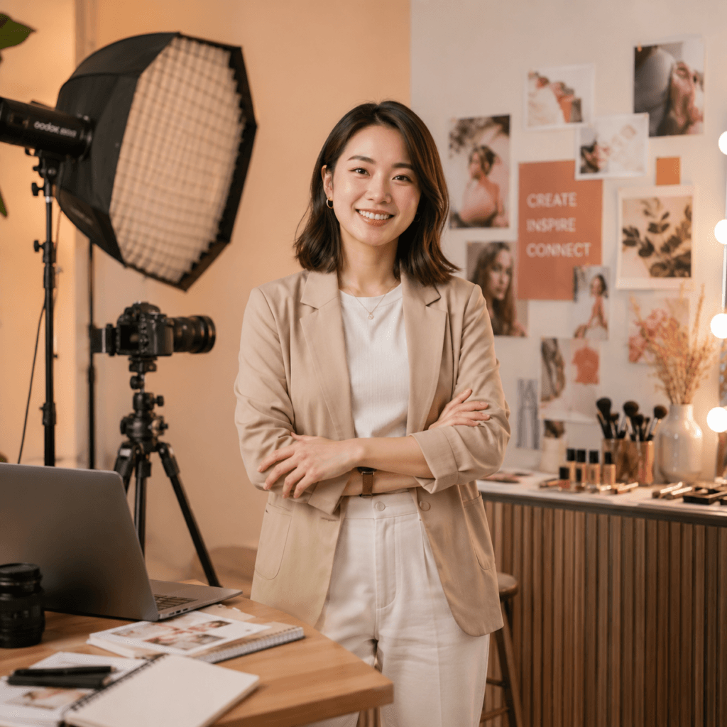 Brand Collaboration & Partnerships Malaysia | Miura Visual 45 Creative service partner smiling in a studio workspace in Malaysia