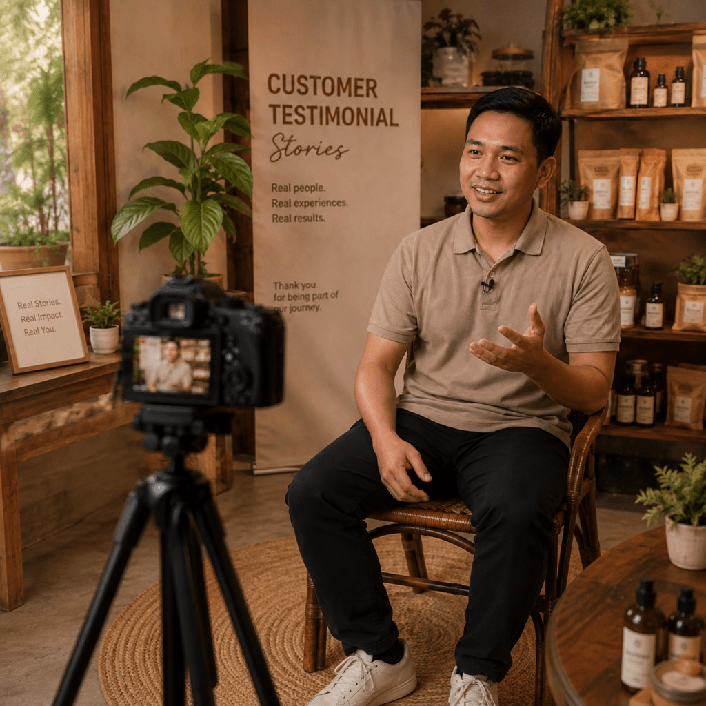 Videography Services Malaysia | Product & Business Videos 8 Customer testimonial video interview in Malaysia with a local speaker filmed in a warm product brand setting
