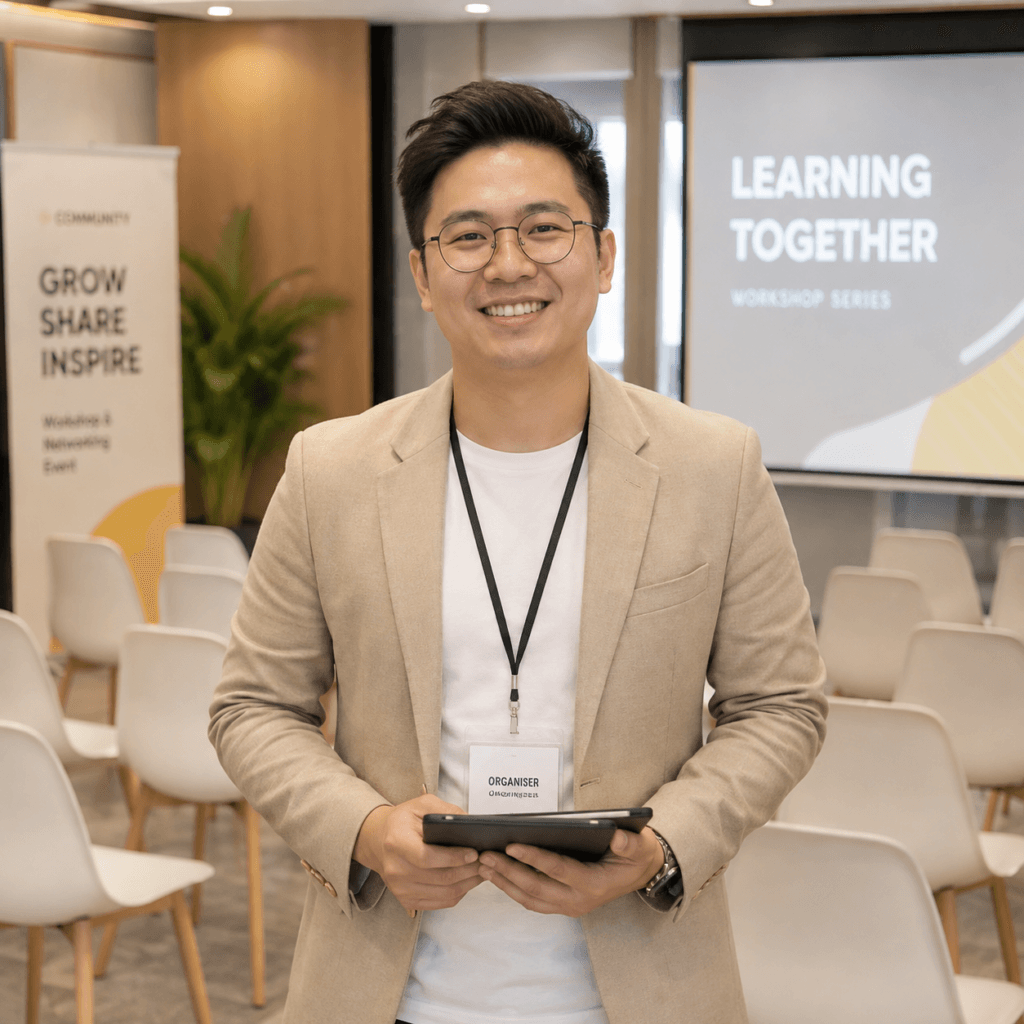 Brand Collaboration & Partnerships Malaysia | Miura Visual 44 Event and education organiser smiling in a workshop venue in Malaysia