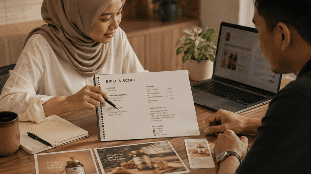 Graphic Design Services Malaysia | Miura Visual 36 Graphic design brief and scope discussion with campaign plan and product marketing materials