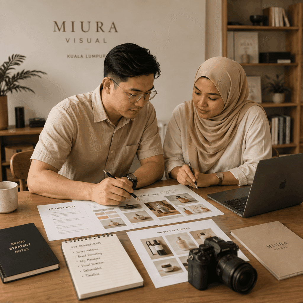 Graphic Design Services Malaysia | Miura Visual 10 Graphic design project briefing session with product references, key requirements and planning materials