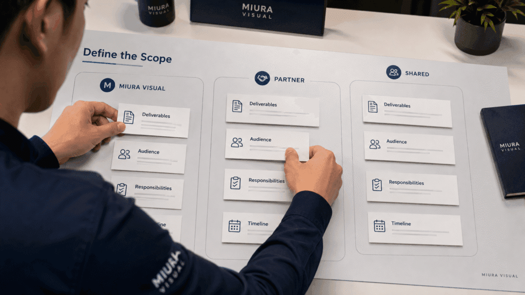 Brand Collaboration & Partnerships Malaysia | Miura Visual 38 Miura Visual defining partner responsibilities, deliverables and shared scope for a collaboration