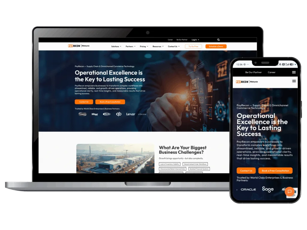 Miura Visual Portfolio | Digital, Visual & Brand Work 3 PayRecon Malaysia responsive website shown on desktop and mobile devices