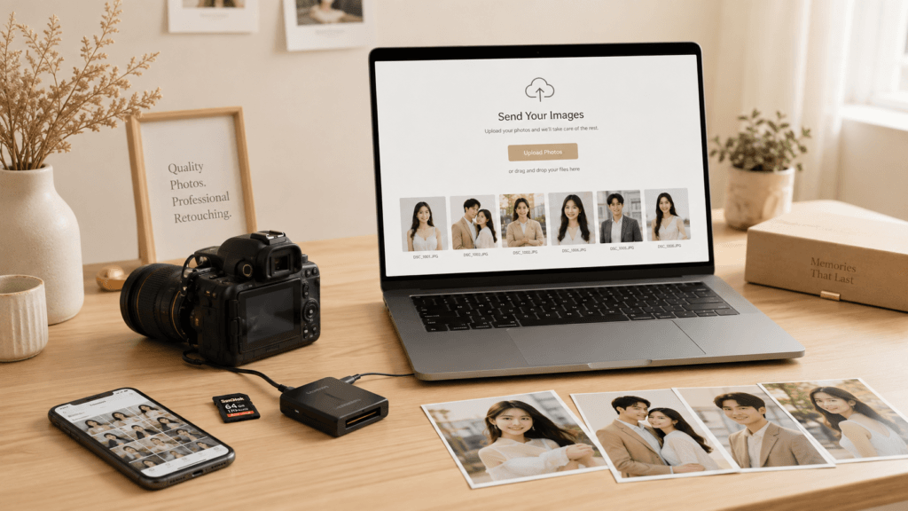 Photo Retouching Malaysia | Creative Editing & Compositing 36 Client selecting and preparing portrait images for professional photo retouching