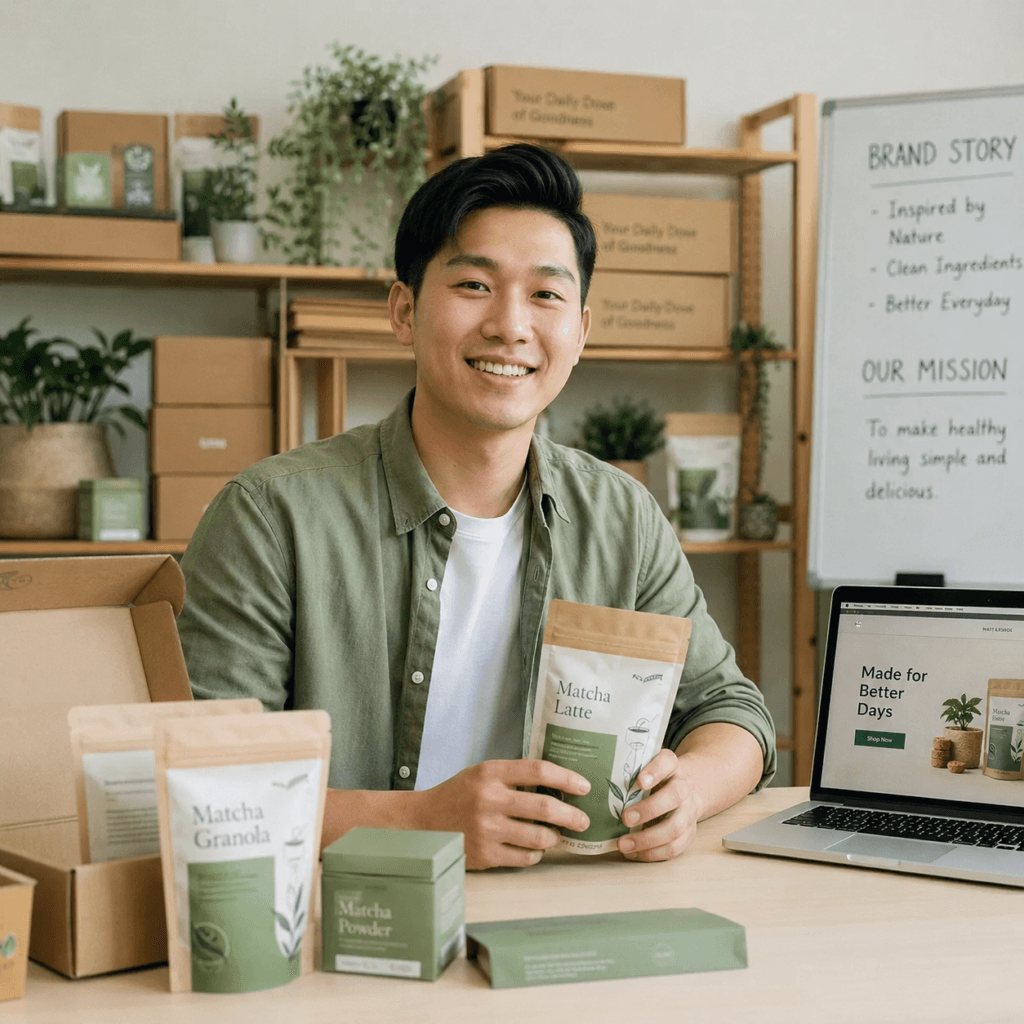 Photography Services Malaysia | Business, Product & Event 47 Malaysian Chinese product brand owner presenting packaged products in an e-commerce workspace