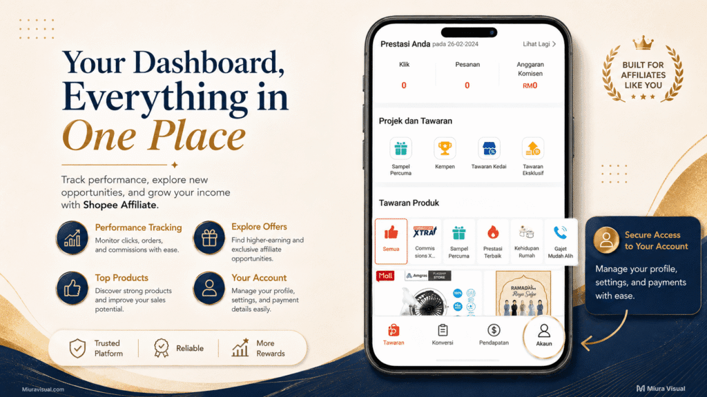 Why Is My Shopee Affiliate Payment Setting Pending Review? 7 Shopee Affiliate dashboard showing the Account tab used to access payment settings