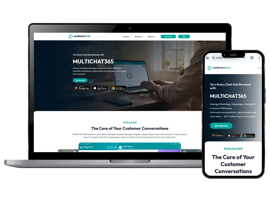 Miura Visual Portfolio | Digital, Visual & Brand Work 4 Multichat365 responsive website design displayed on laptop and mobile devices